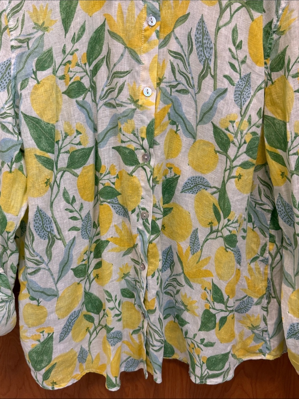 ๐๐๐BOGOHO๐๐๐Martha Stewart Yellow Lemon & Green Leaf Button-Down Shirt-Large - Picture 3 of 9